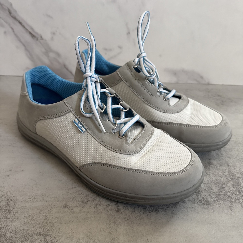 SAS Walking Shoes Women 9.5 WW Extra Wide White Gray Comfort Sneakers